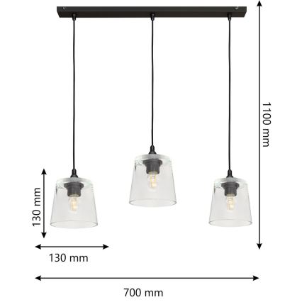 Lestenec na vrvici LUCEA 3xE27/15W/230V
