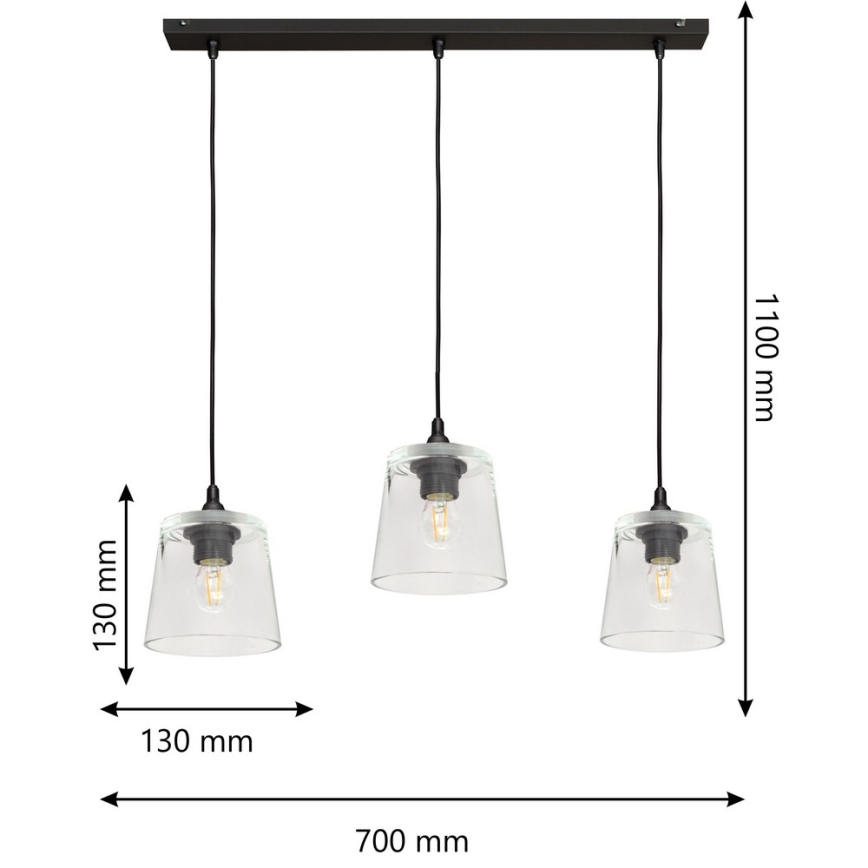 Lestenec na vrvici LUCEA 3xE27/15W/230V