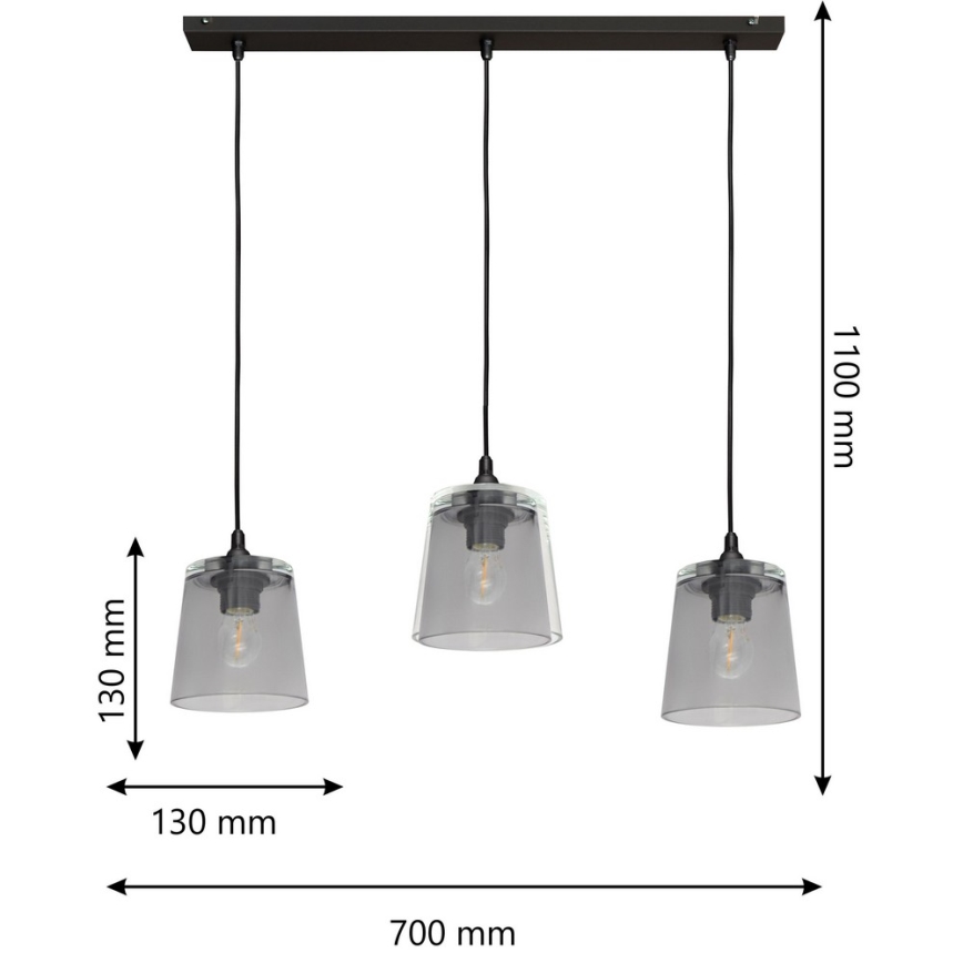 Lestenec na vrvici LUCEA 3xE27/15W/230V