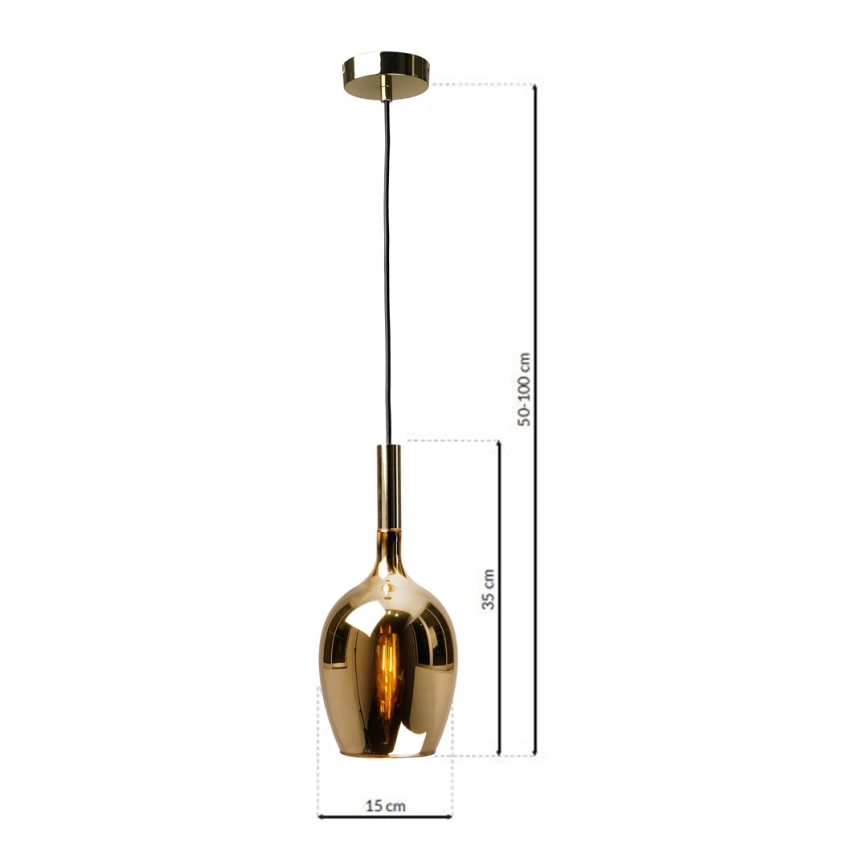Lestenec na vrvici LUGANO 1xE14/40W/230V zlata