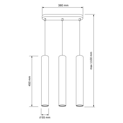 Lestenec na vrvici LUNGOMARE 3xGU10/10W/230V mat krom