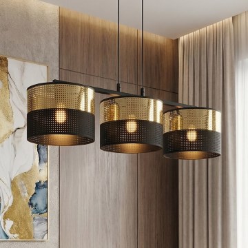 Lestenec na vrvici LUX 3xE27/15W/230V črna/zlata