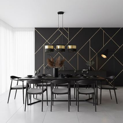 Lestenec na vrvici LUX 3xE27/15W/230V črna/zlata