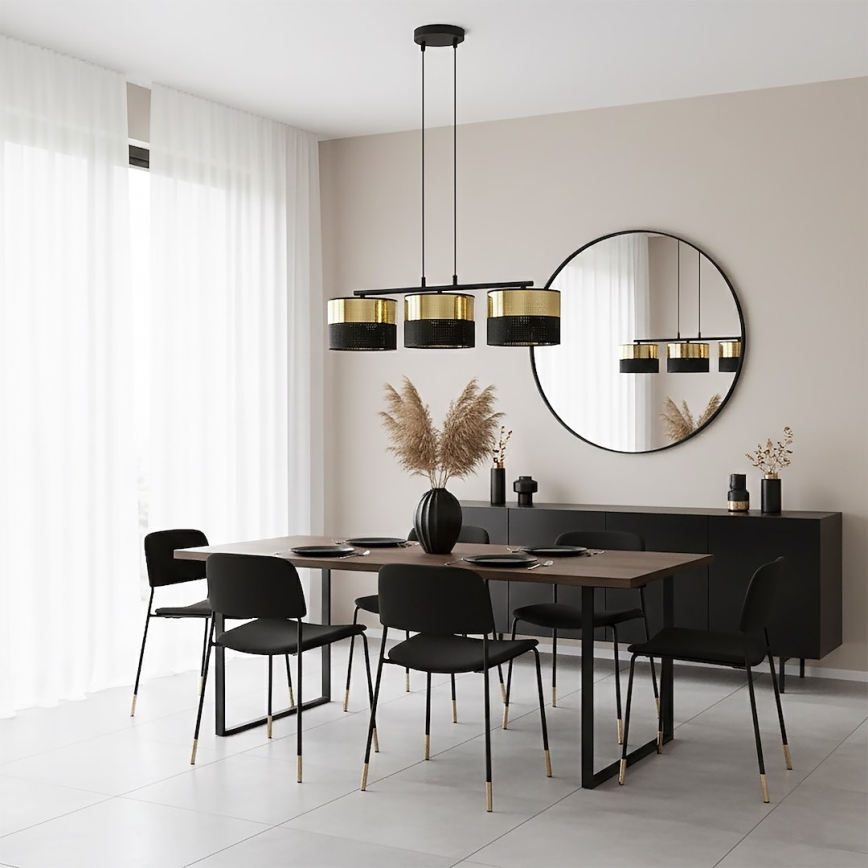 Lestenec na vrvici LUX 3xE27/15W/230V črna/zlata