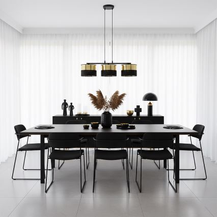 Lestenec na vrvici LUX 3xE27/15W/230V črna/zlata