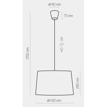 Lestenec na vrvici MAJA 1xE27/25W/230V siv