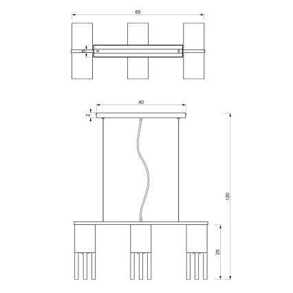 Lestenec na vrvici MALM 3xE27/60W/230V