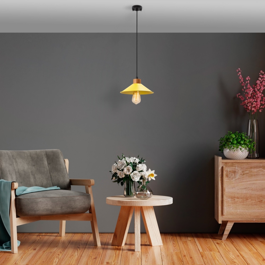 Lestenec na vrvici MANAVGAT 1xE27/40W/230V v rumeni in rjavi barvi