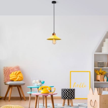 Lestenec na vrvici MANAVGAT 1xE27/40W/230V v rumeni in rjavi barvi