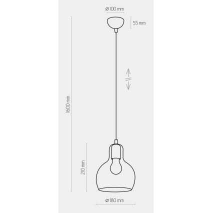 Lestenec na vrvici MANGO 1xE27/60W/230V