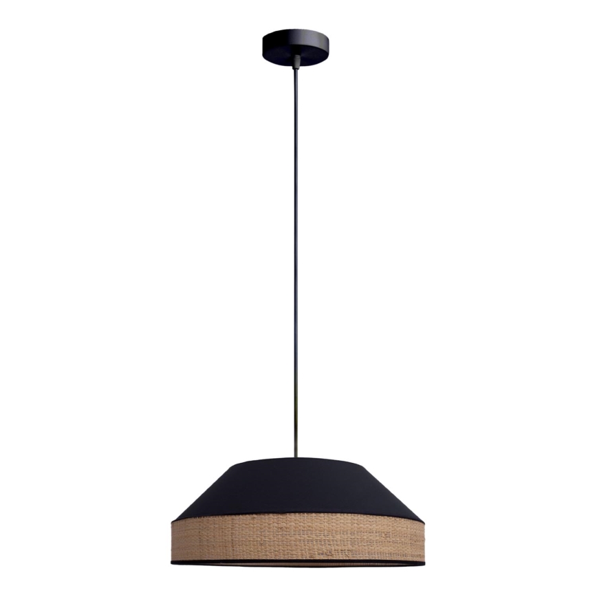 Lestenec na vrvici MANISO 1xE27/60W/230V pr. 45 cm črna/bež
