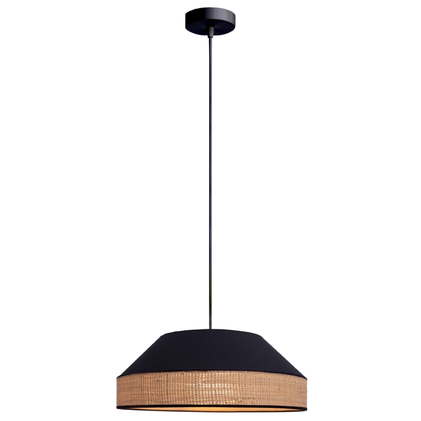 Lestenec na vrvici MANISO 1xE27/60W/230V pr. 45 cm črna/bež