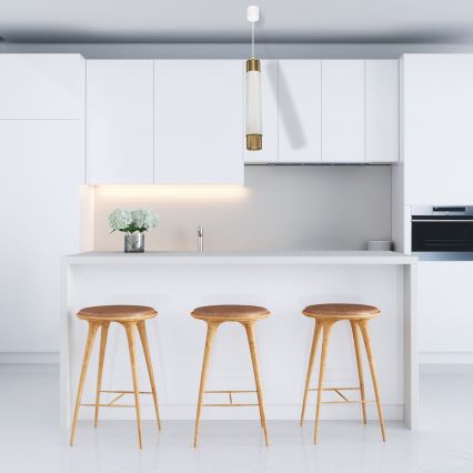 Lestenec na vrvici Marble bela/medenina 1xGU10/8W/230V