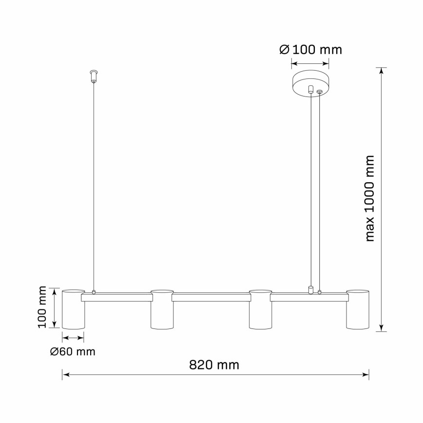 Lestenec na vrvici MARIBEL 4xGU10/10W/230V črna