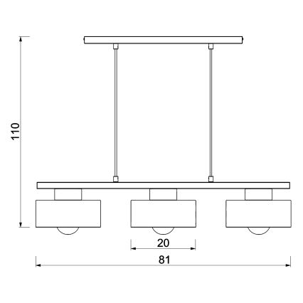 Lestenec na vrvici MARTI 3xE27/15W/230V bela/sijajni krom