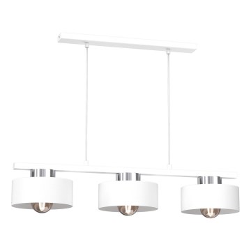 Lestenec na vrvici MARTI 3xE27/15W/230V bela/sijajni krom