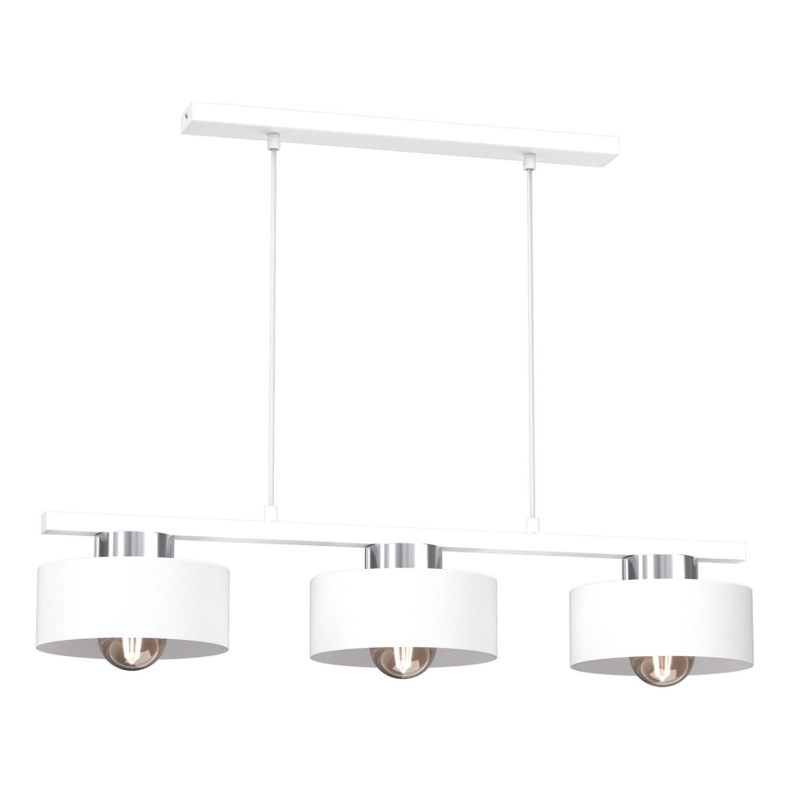 Lestenec na vrvici MARTI 3xE27/15W/230V bela/sijajni krom