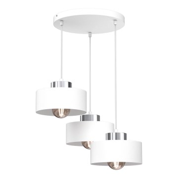 Lestenec na vrvici MARTI 3xE27/15W/230V bela/sijajni krom