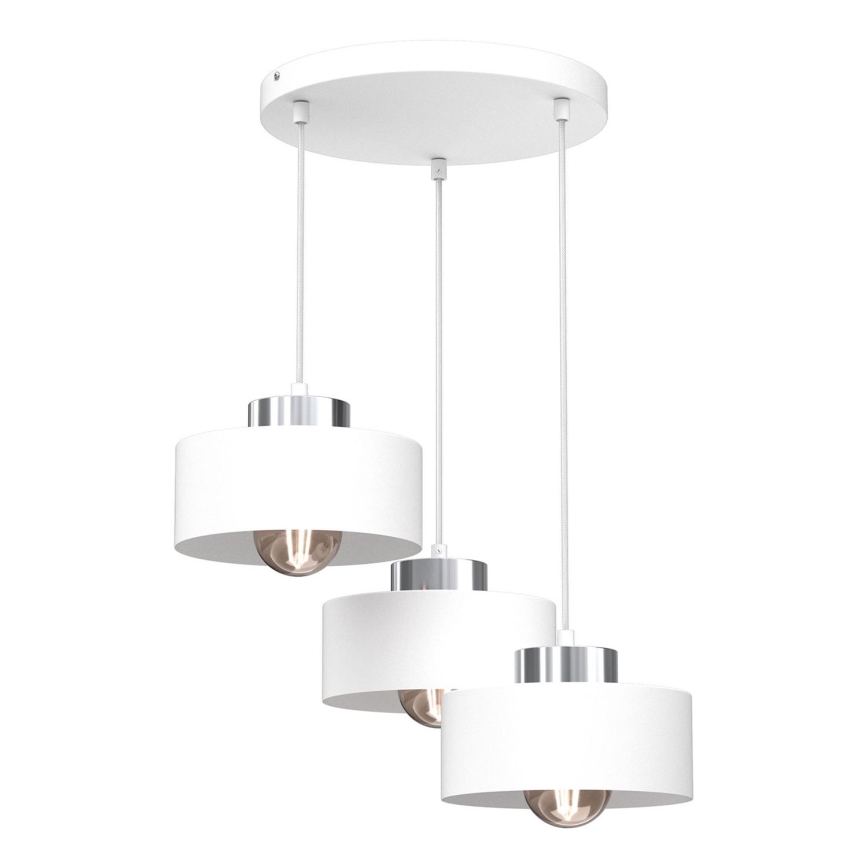 Lestenec na vrvici MARTI 3xE27/15W/230V bela/sijajni krom