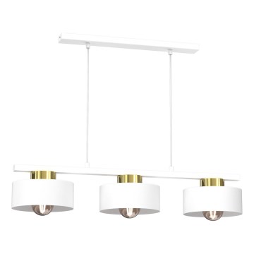 Lestenec na vrvici MARTI 3xE27/15W/230V bela/zlata