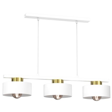 Lestenec na vrvici MARTI 3xE27/15W/230V bela/zlata