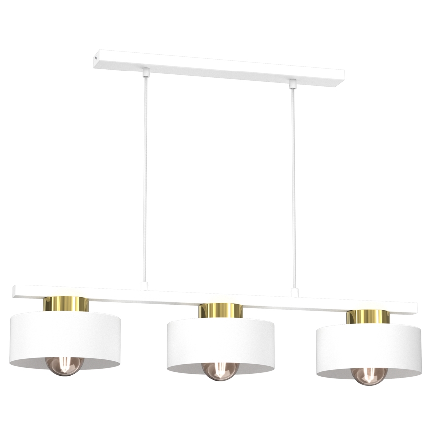 Lestenec na vrvici MARTI 3xE27/15W/230V bela/zlata