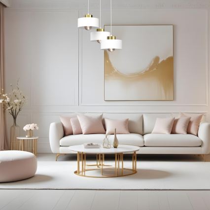 Lestenec na vrvici MARTI 3xE27/15W/230V bela/zlata