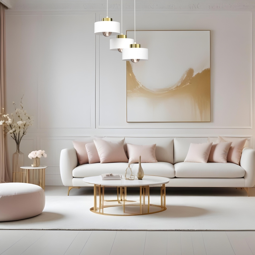 Lestenec na vrvici MARTI 3xE27/15W/230V bela/zlata