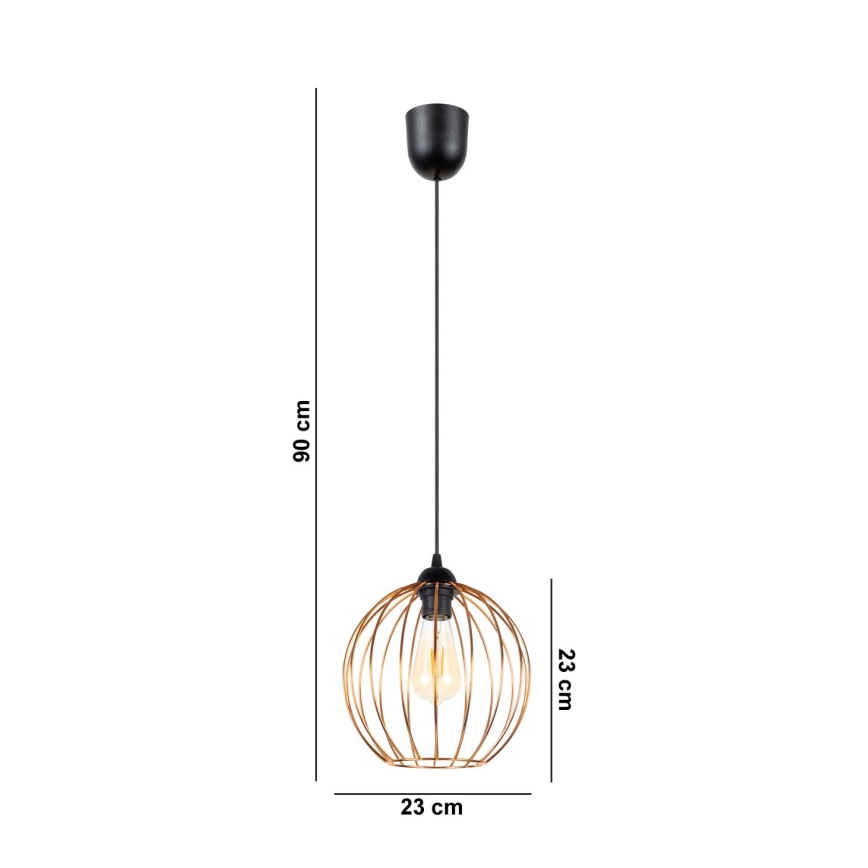 Lestenec na vrvici MATT 1xE27/60W/230V črna/bakrena