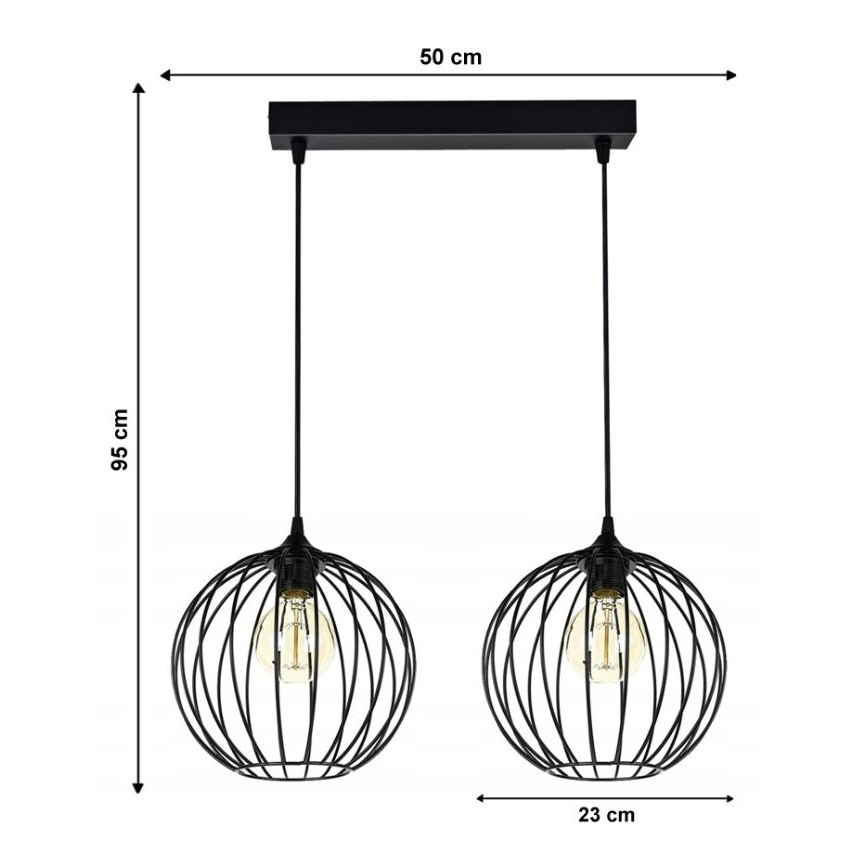 Lestenec na vrvici MATT 2xE27/60W/230V