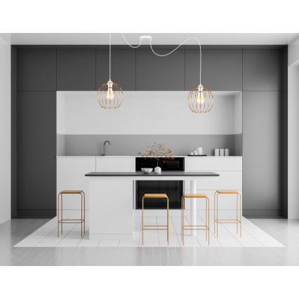 Lestenec na vrvici MATT 2xE27/60W/230V spider bela/baker