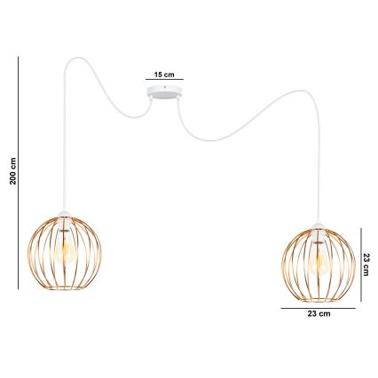Lestenec na vrvici MATT 2xE27/60W/230V spider bela/baker