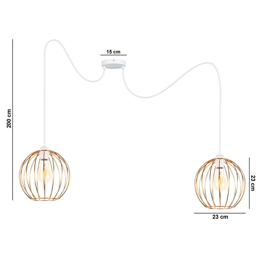 Lestenec na vrvici MATT 2xE27/60W/230V spider bela/baker