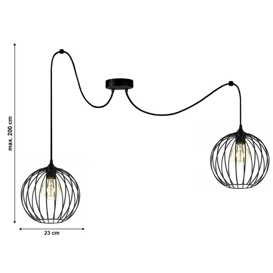 Lestenec na vrvici MATT 2xE27/60W/230V spider