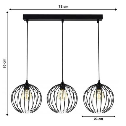 Lestenec na vrvici MATT 3xE27/60W/230V