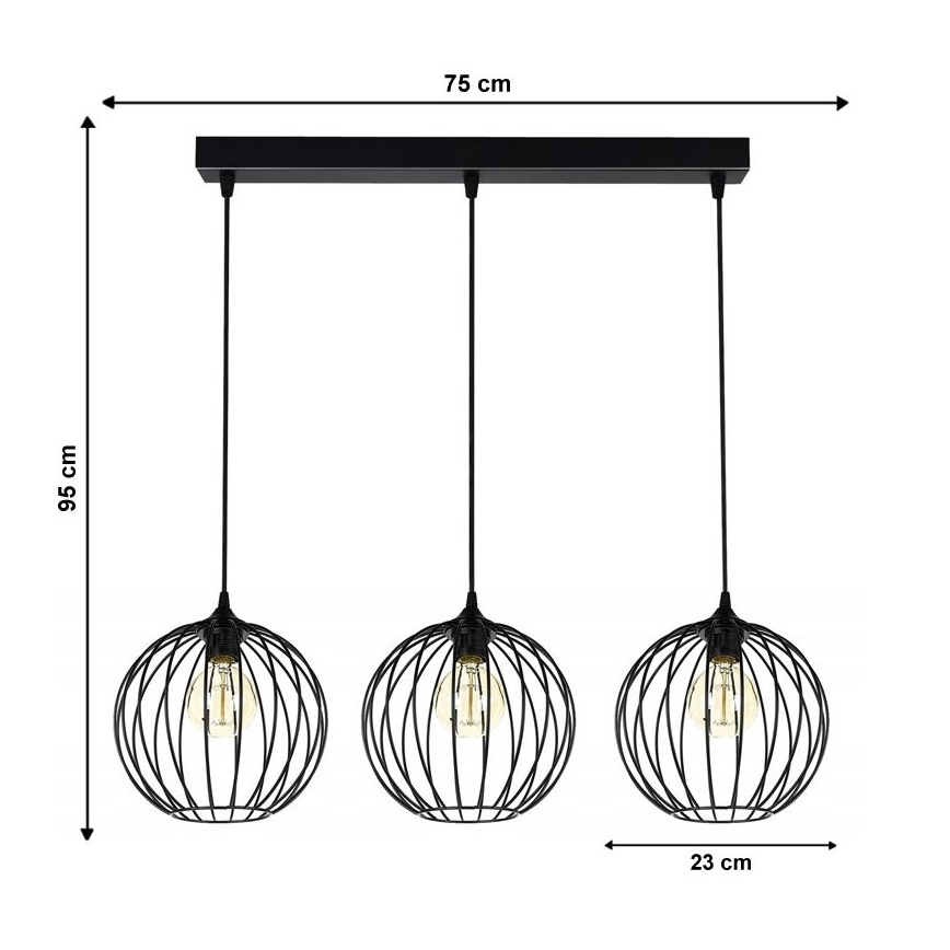 Lestenec na vrvici MATT 3xE27/60W/230V