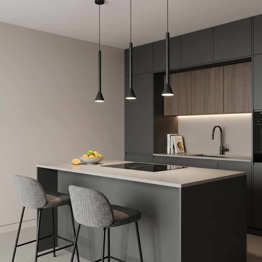 Lestenec na vrvici MAZZO 1xGU10/8W/230V črna