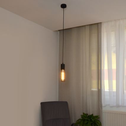 Lestenec na vrvici MELODY 1xE27/15W/230V črna