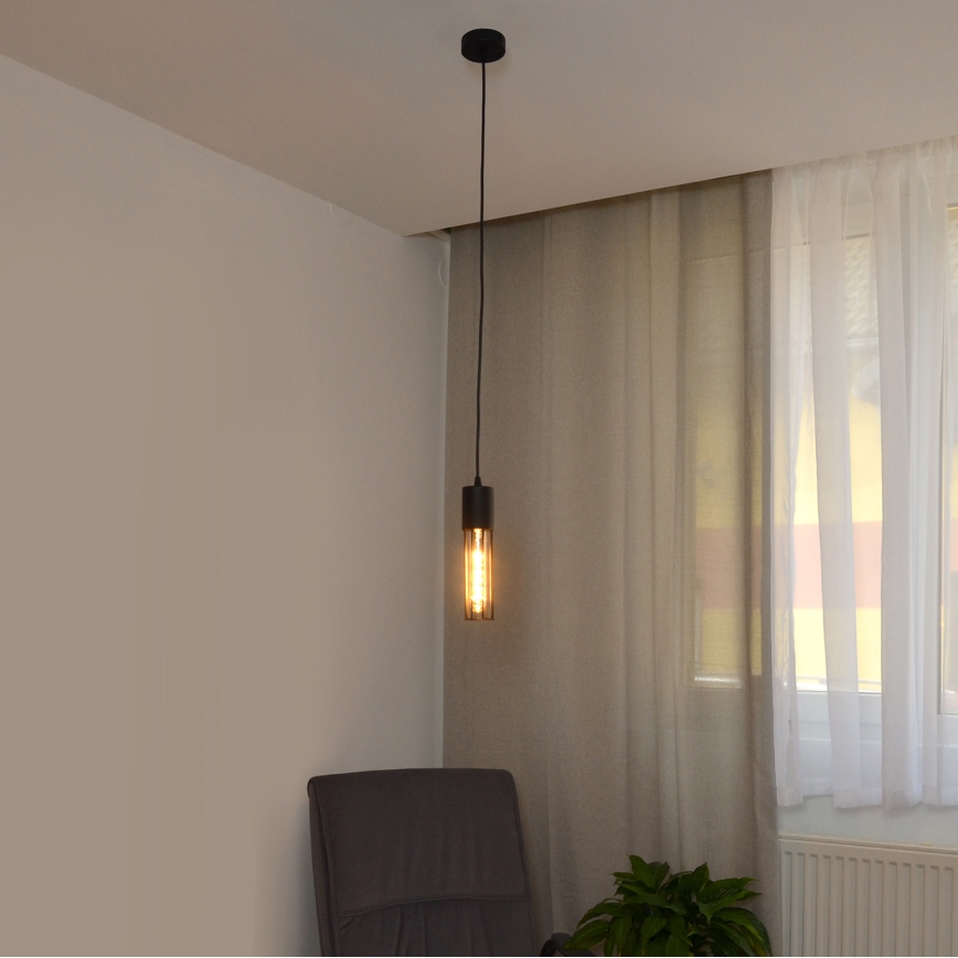 Lestenec na vrvici MELODY 1xE27/15W/230V črna
