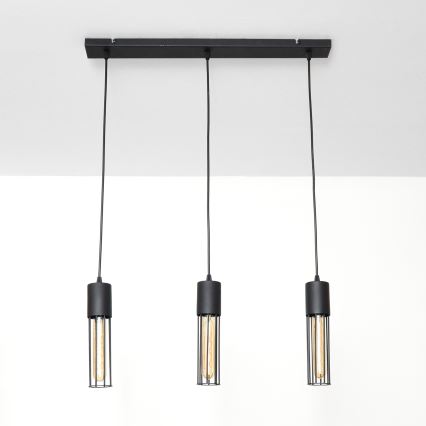 Lestenec na vrvici MELODY 3xE27/15W/230V črna