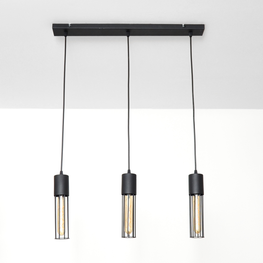 Lestenec na vrvici MELODY 3xE27/15W/230V črna