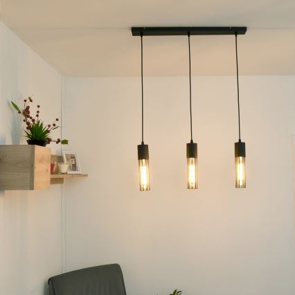 Lestenec na vrvici MELODY 3xE27/15W/230V črna