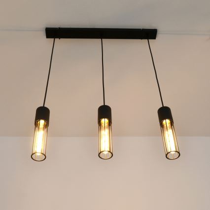 Lestenec na vrvici MELODY 3xE27/15W/230V črna