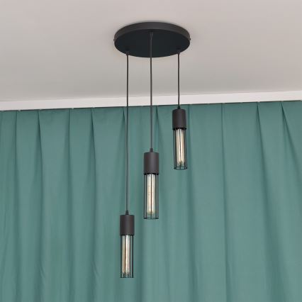 Lestenec na vrvici MELODY 3xE27/15W/230V črna