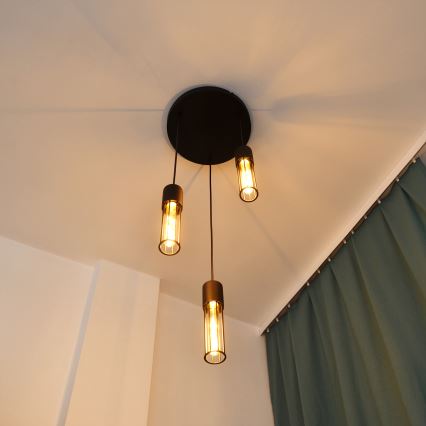 Lestenec na vrvici MELODY 3xE27/15W/230V črna