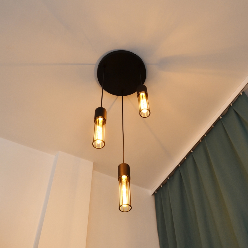 Lestenec na vrvici MELODY 3xE27/15W/230V črna
