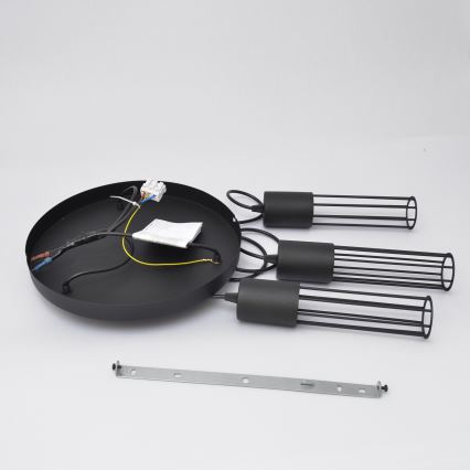 Lestenec na vrvici MELODY 3xE27/15W/230V črna