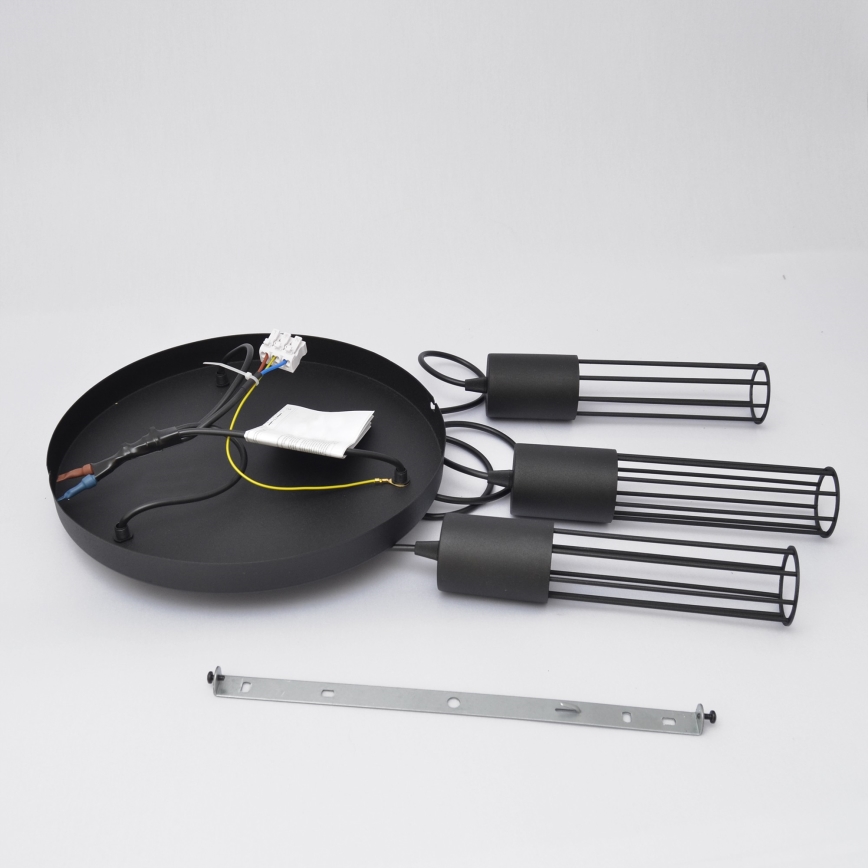 Lestenec na vrvici MELODY 3xE27/15W/230V črna