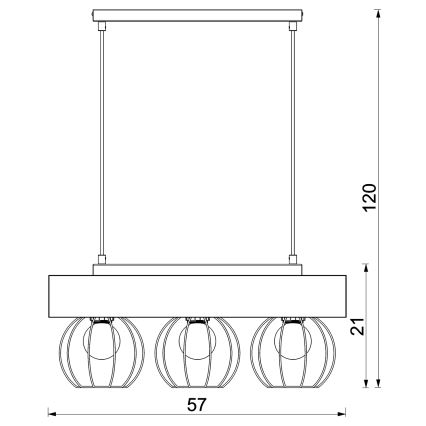 Lestenec na vrvici MENTON 3xE27/15W/230V črna/rjava/hrast