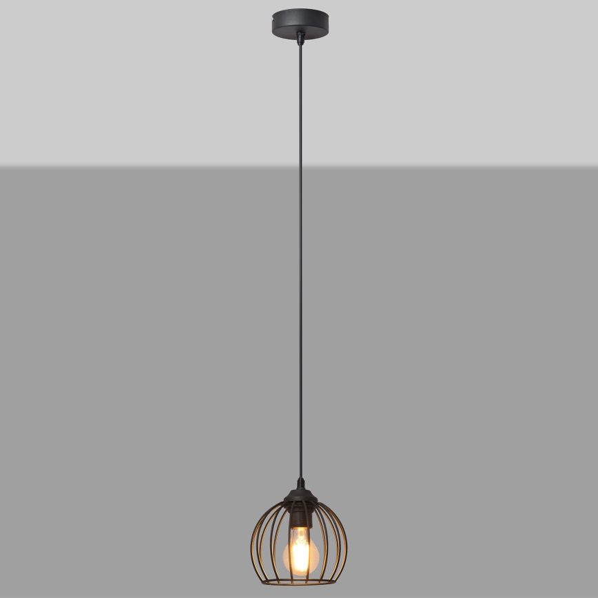 Lestenec na vrvici MERCURE 1xE27/15W/230V premer 16 cm črna